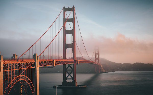 San Francisco’s Golden Gate Bridge with clouds