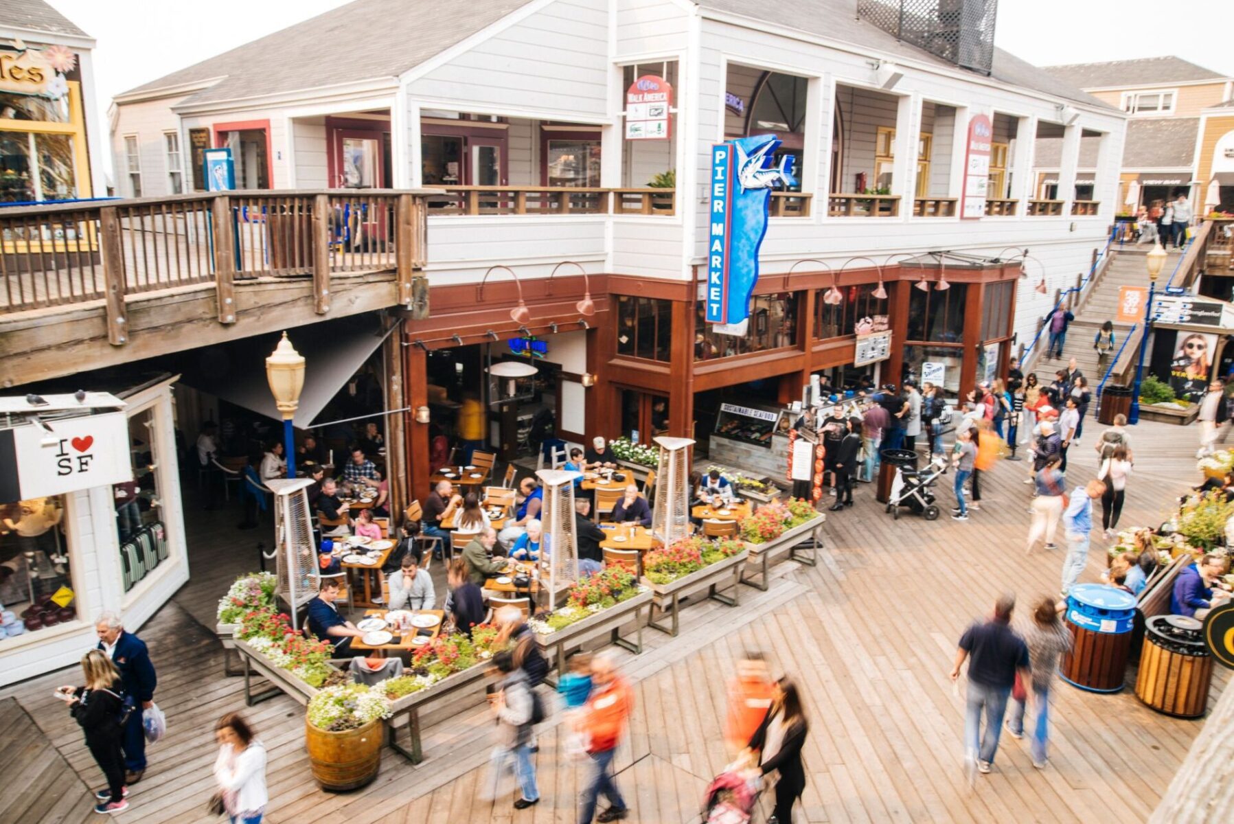 Pier Market restaurant amidst the bustle of Pier 39