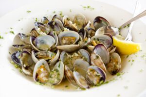 Steamed clams served at Pier Market.
