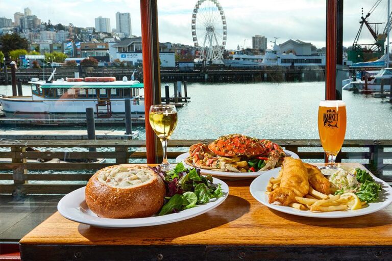 Dishes of San Francisco favorites with beer and wine at Pier Market